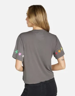 Shop #1 Love Rainbow Lip Boxy Crop Top In Lt Onyx | Rue By Women Short Sleeve