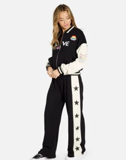 Hot #1 Love Rainbow Lip Jacket In Black/ Bone | Taissa By Women Jackets