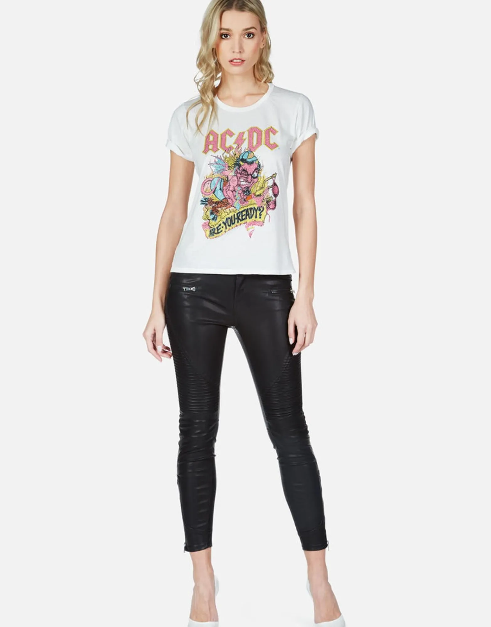 Flash Sale Acdc Crystal Devil S/S Vintage Tee | Croft By Women Short Sleeve