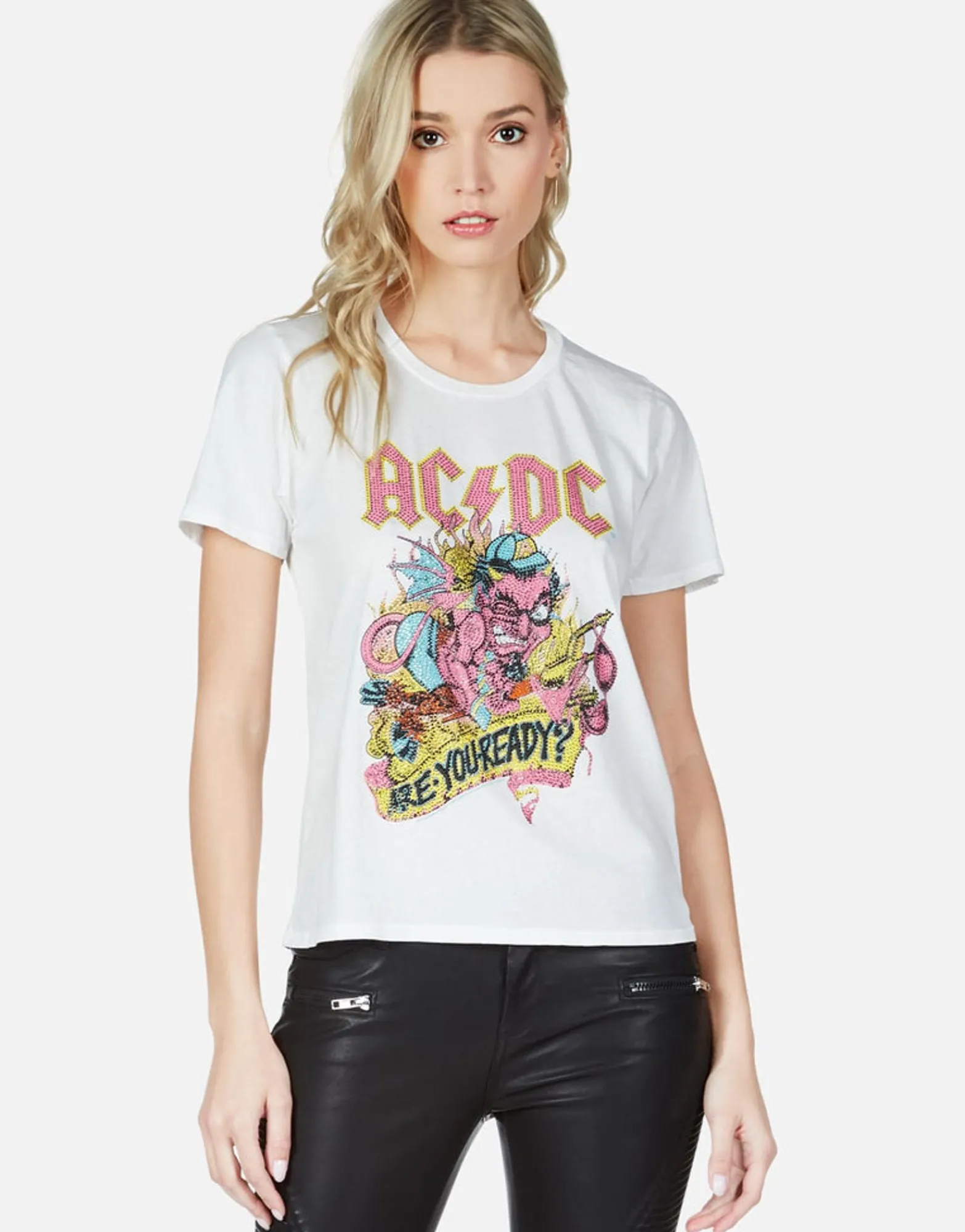 Flash Sale Acdc Crystal Devil S/S Vintage Tee | Croft By Women Short Sleeve