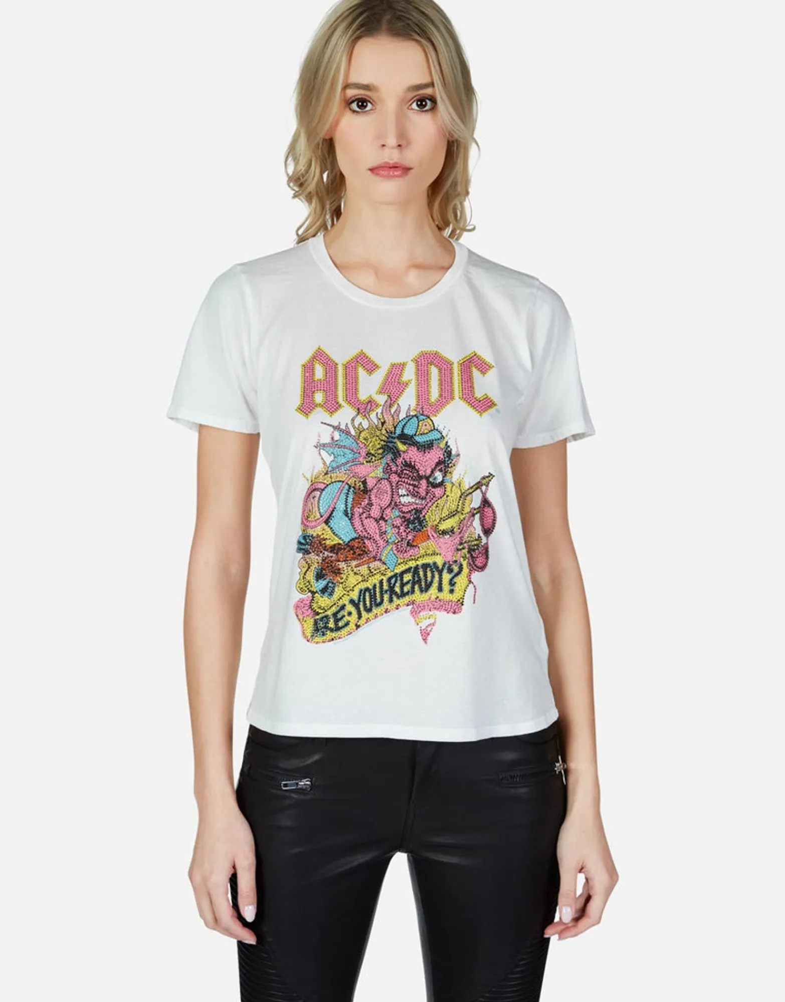 Flash Sale Acdc Crystal Devil S/S Vintage Tee | Croft By Women Short Sleeve