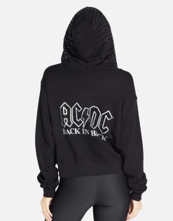 Cheap Acdc Crystals Crop Hoodie | Lachelle By Women Hoodies