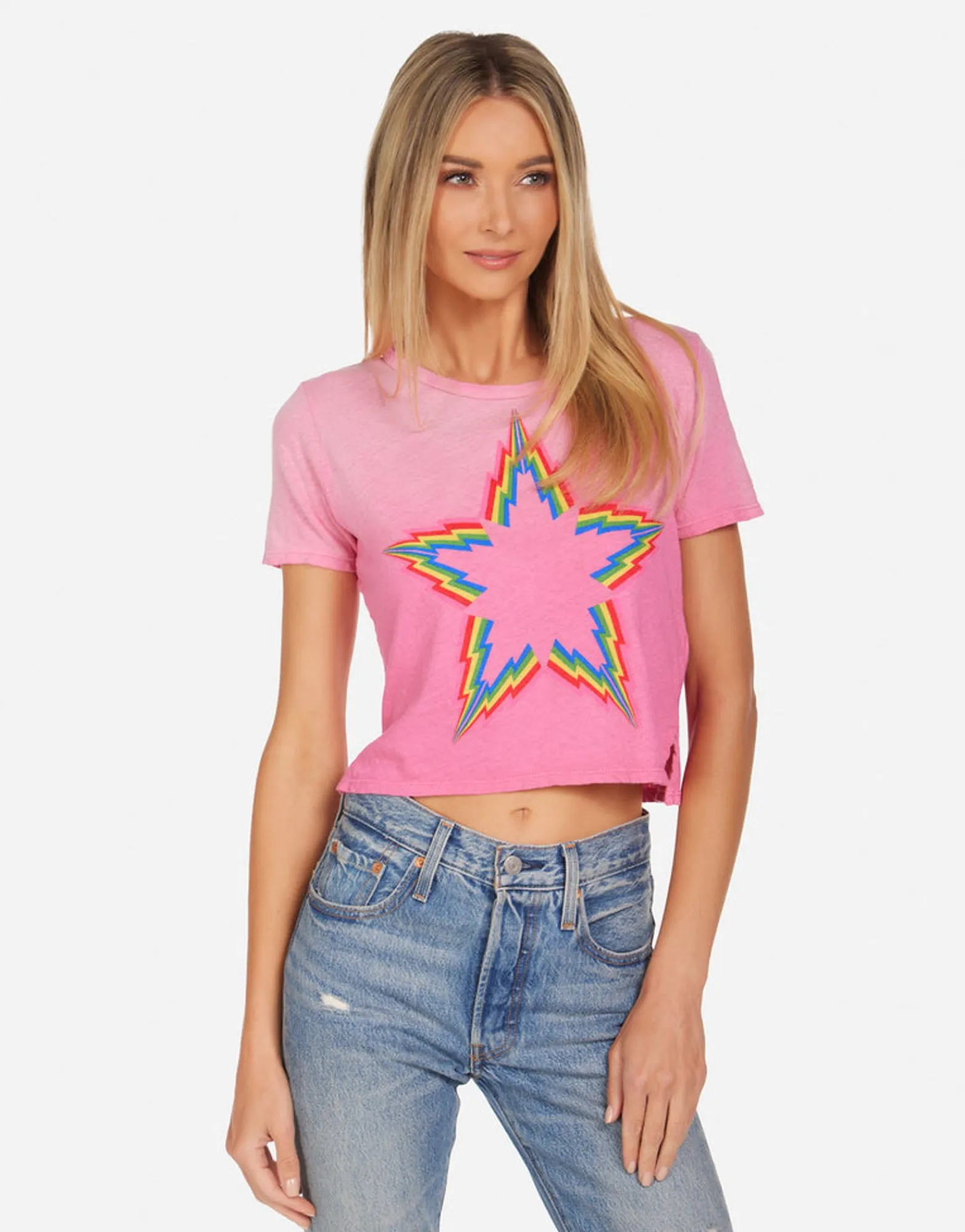 Cheap Adeline Rainbow Lightning Star Women Short Sleeve