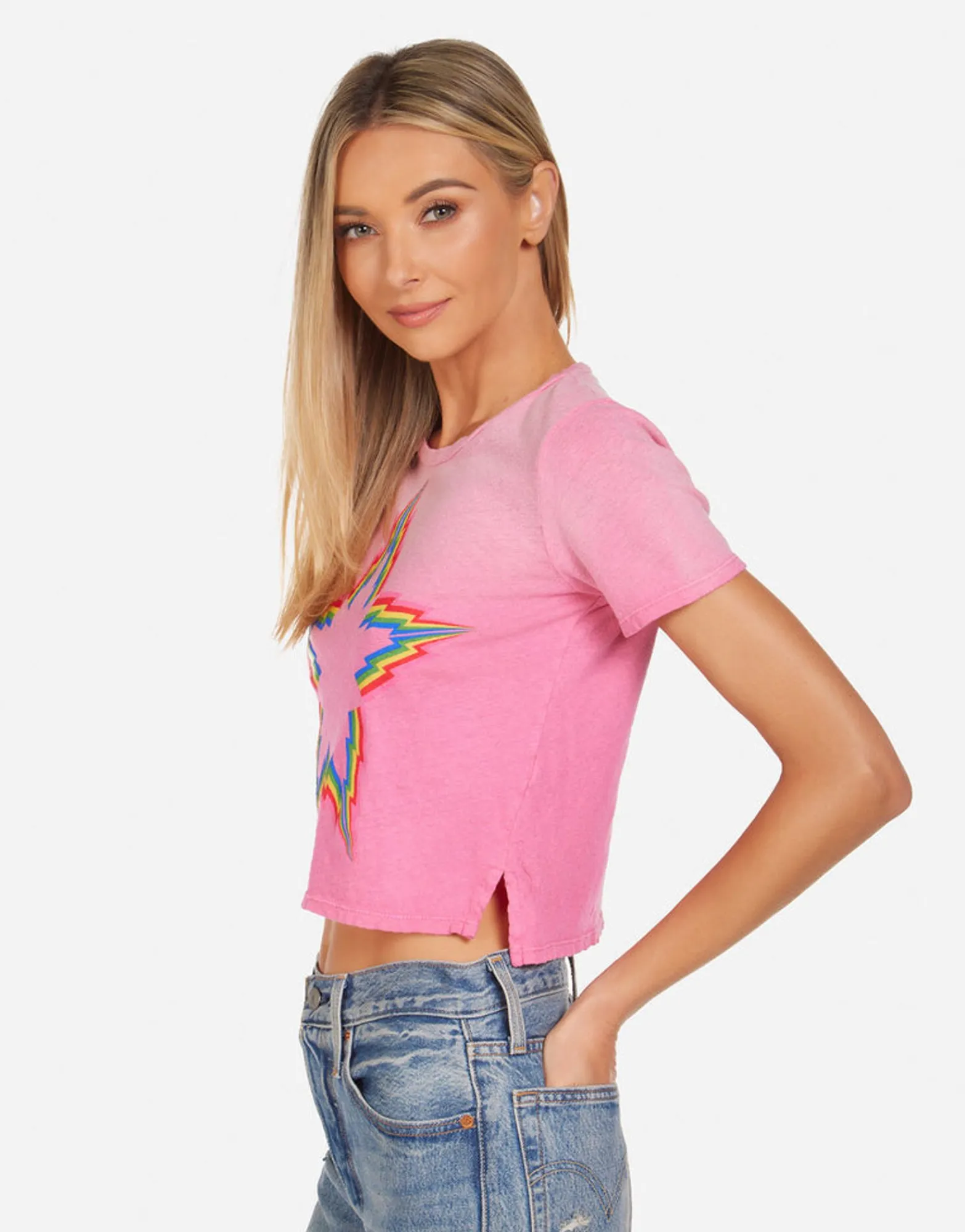 Cheap Adeline Rainbow Lightning Star Women Short Sleeve