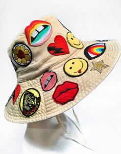 Cheap Adina- Bucket Hat W/ Allover Hippie Patches Hats