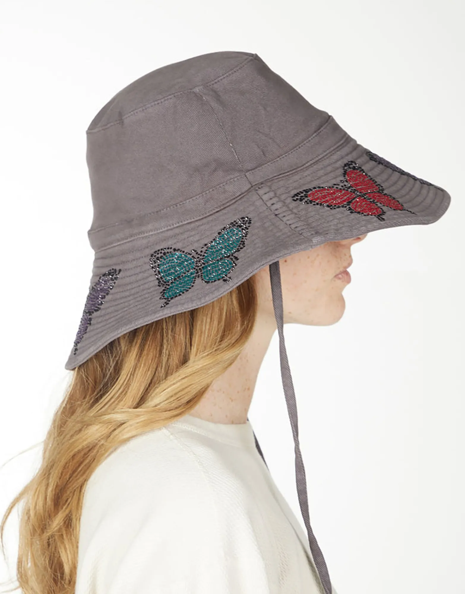 Cheap Adina- Bucket Hat W/ Butterfly Crystals Hats