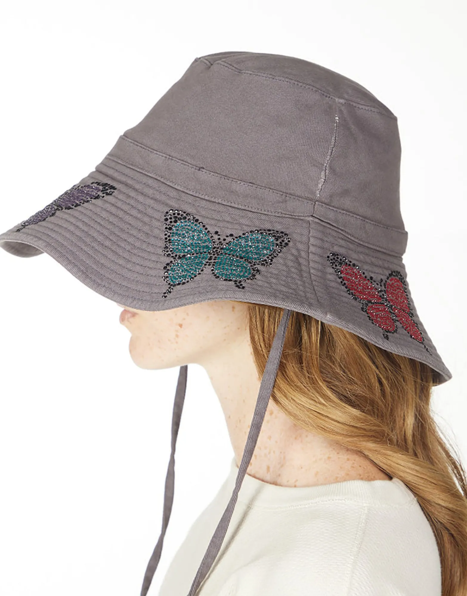 Cheap Adina- Bucket Hat W/ Butterfly Crystals Hats
