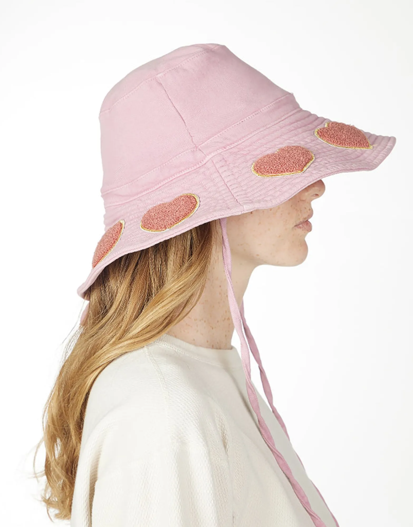 Best Adina- Bucket Hat W/ Chenille Heart Patches Hats