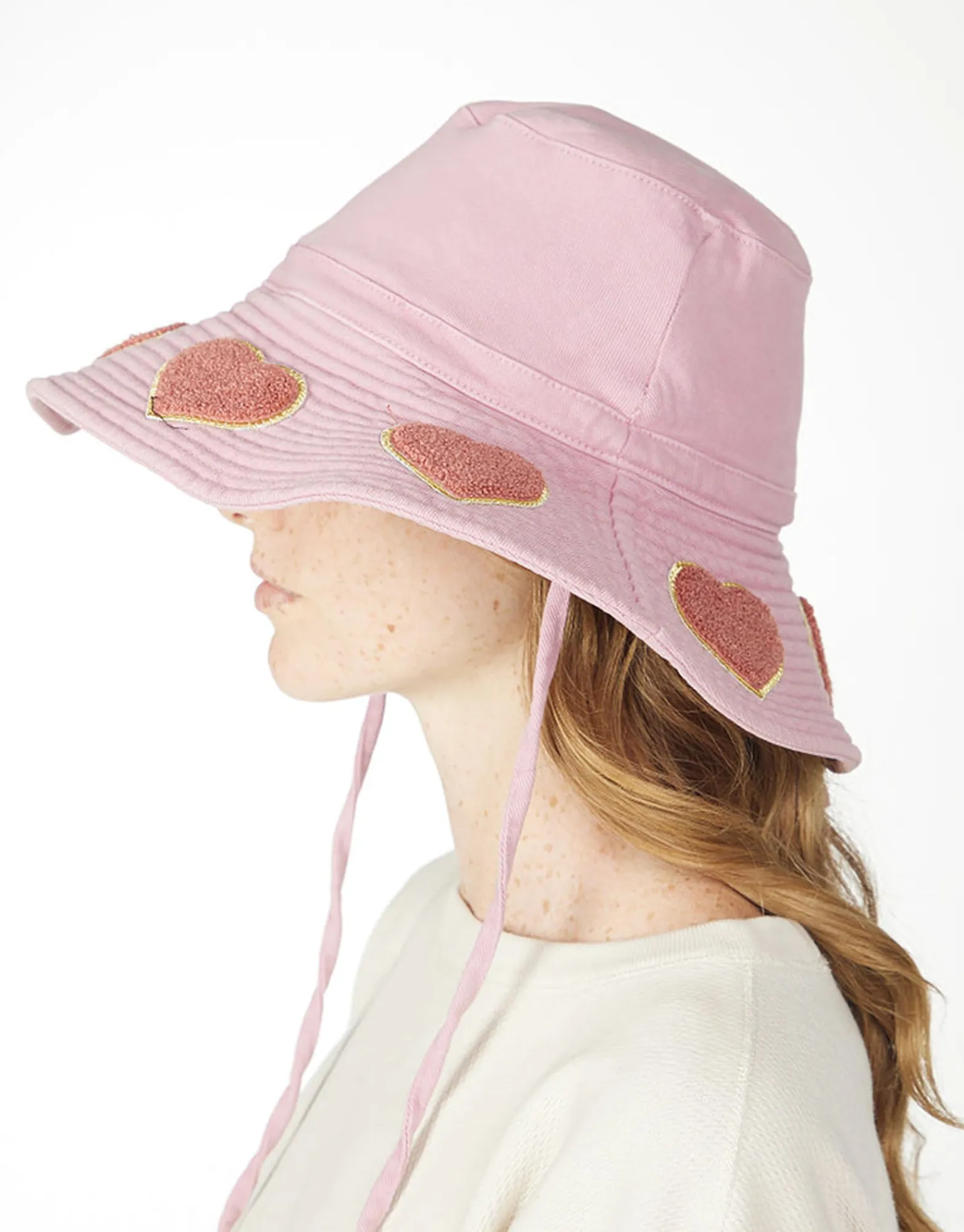 Best Adina- Bucket Hat W/ Chenille Heart Patches Hats