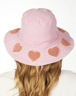 Best Adina- Bucket Hat W/ Chenille Heart Patches Hats
