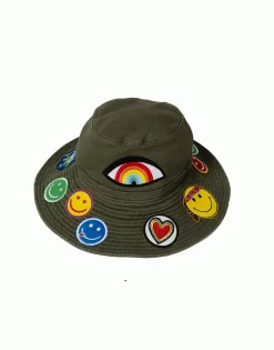 Shop Adina- Bucket Hat W/ Happy Hippie Patches Hats