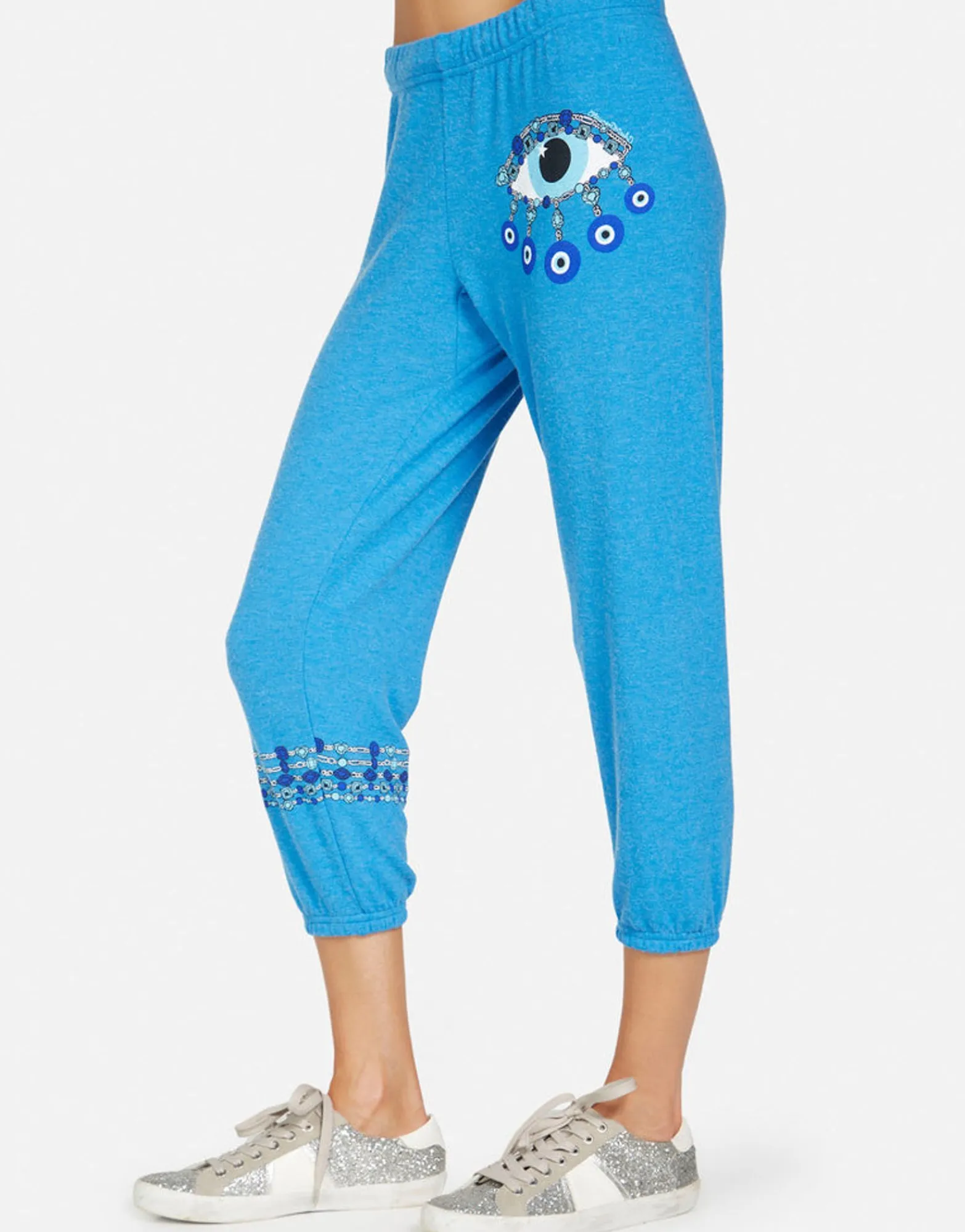 New Alana Chain Evil Eye Women Crop Sweatpants