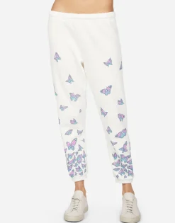 Hot Alana Color Butterfly Skull Burst Women Crop Sweatpants