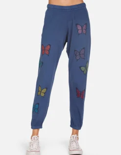 New Alana Crystal Butterfly Women Crop Sweatpants