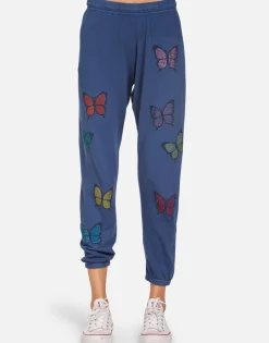 New Alana Crystal Butterfly Women Crop Sweatpants