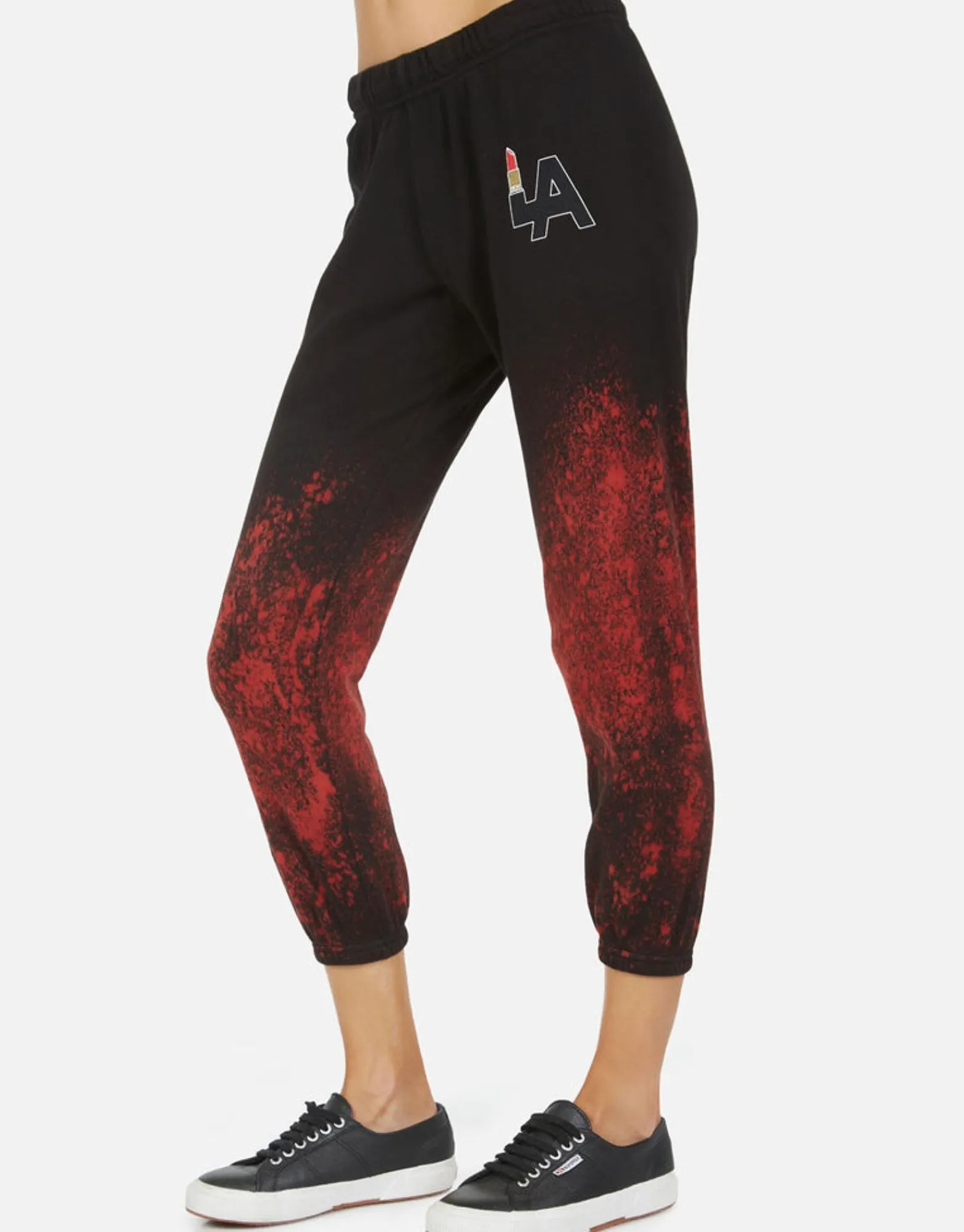 Fashion Alana La Lipstick Women Crop Sweatpants