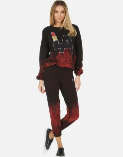 Fashion Alana La Lipstick Women Crop Sweatpants