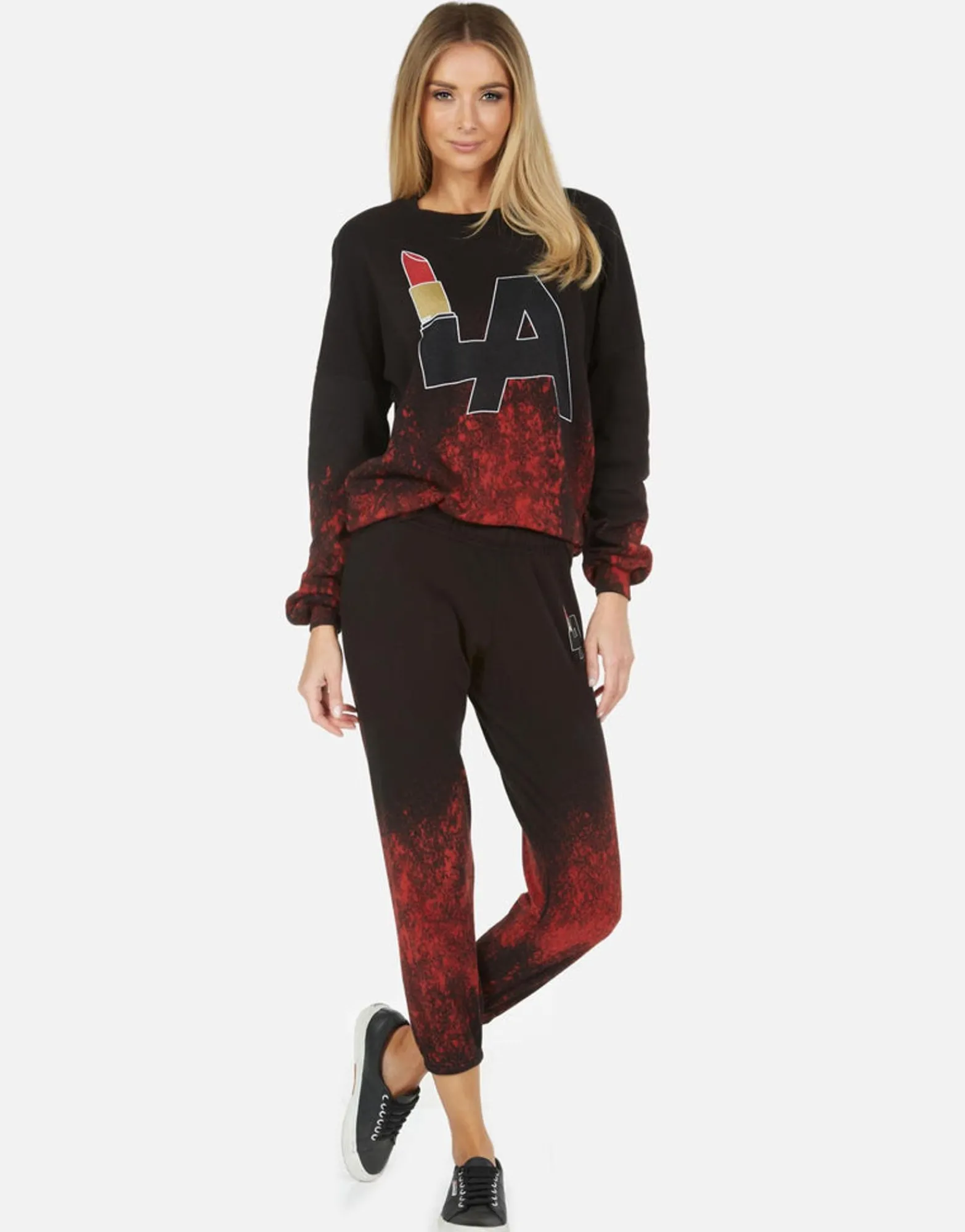 Fashion Alana La Lipstick Women Crop Sweatpants