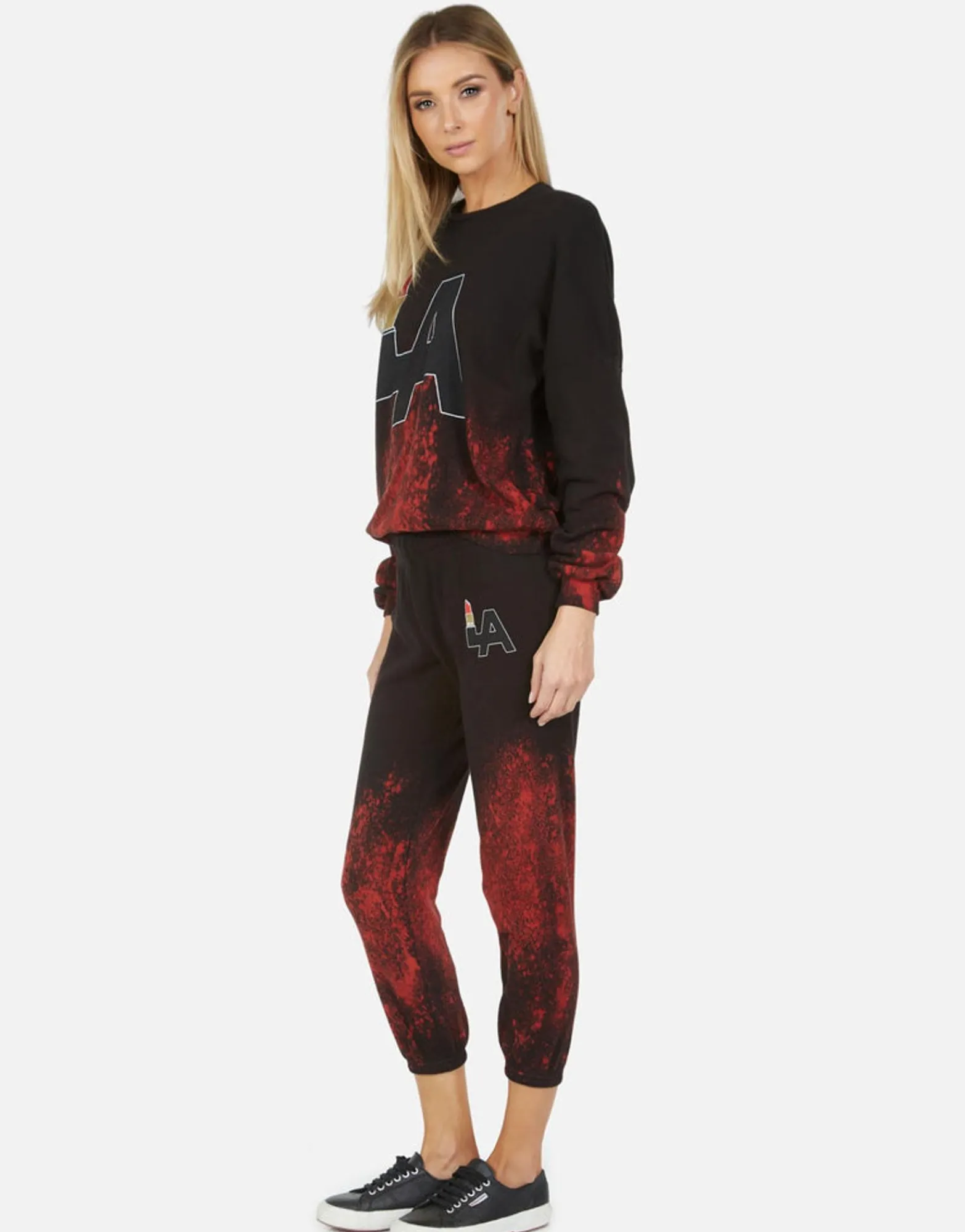 Fashion Alana La Lipstick Women Crop Sweatpants