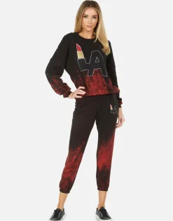 Fashion Alana La Lipstick Women Crop Sweatpants