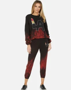 Fashion Alana La Lipstick Women Crop Sweatpants