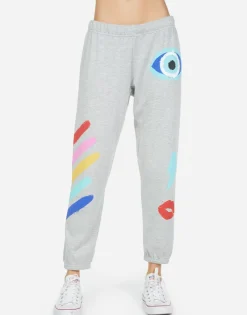 Fashion Alana Painted Evil Eye Women Crop Sweatpants