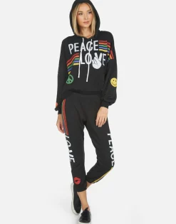 Hot Alana Peace Love Stripe Women Crop Sweatpants