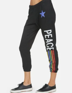 Hot Alana Peace Love Stripe Women Crop Sweatpants