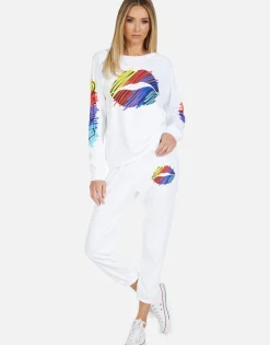 Best Alana Scribble Lip Women Crop Sweatpants