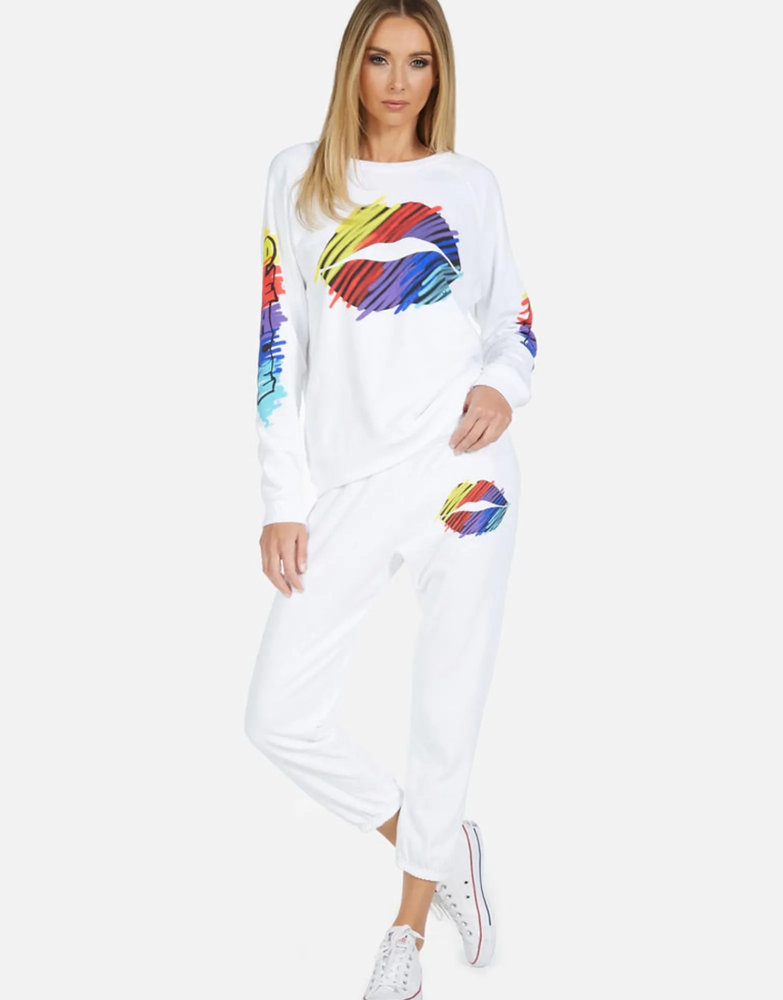 Best Alana Scribble Lip Women Crop Sweatpants