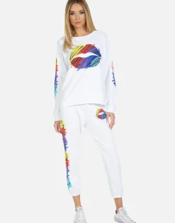 Best Alana Scribble Lip Women Crop Sweatpants