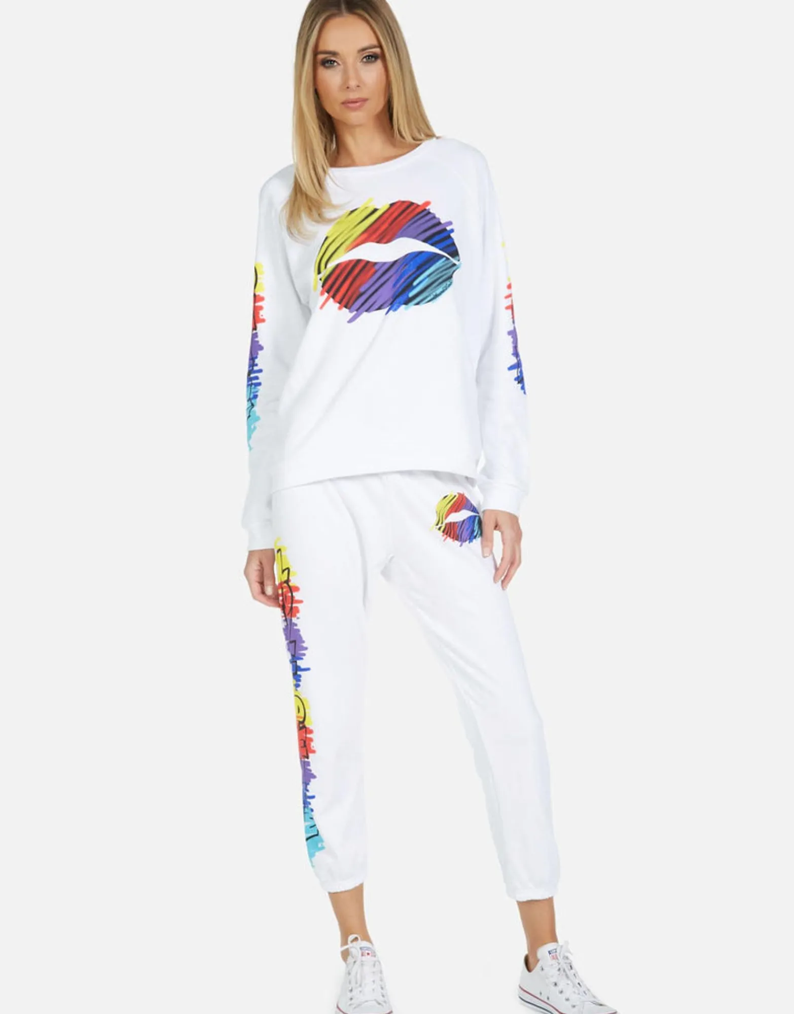 Best Alana Scribble Lip Women Crop Sweatpants