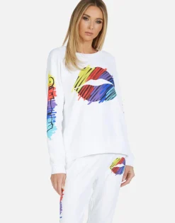Best Alana Scribble Lip Women Crop Sweatpants