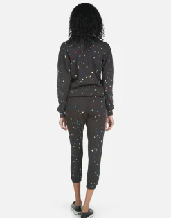 Best Alana Text Happy Face Women Crop Sweatpants