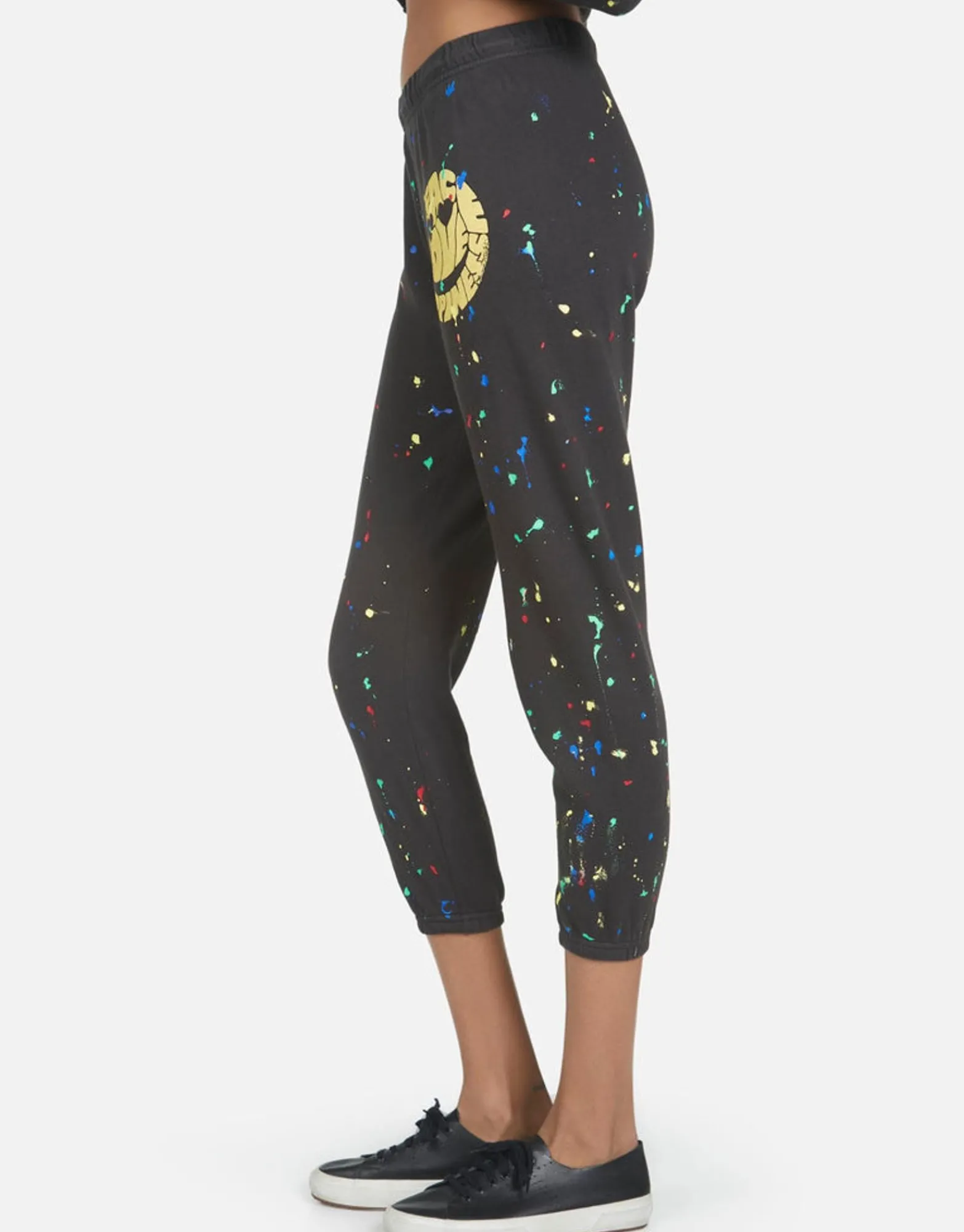 Best Alana Text Happy Face Women Crop Sweatpants