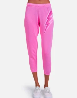 Online Alana X Pink Lightning Bolt Women Crop Sweatpants