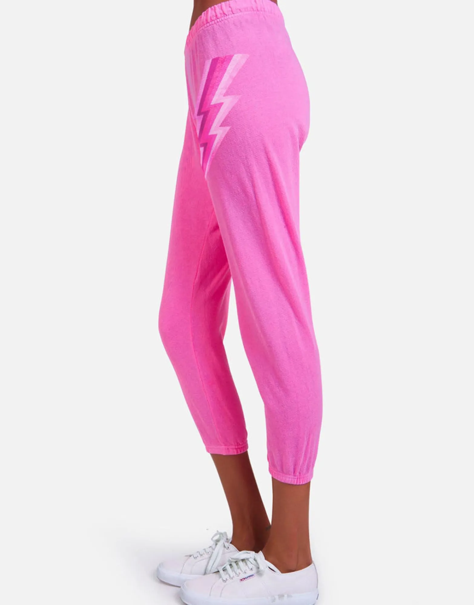 Online Alana X Pink Lightning Bolt Women Crop Sweatpants