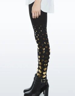 Online All Over Gold Foil Heart Legging | Shae By Women Leggings