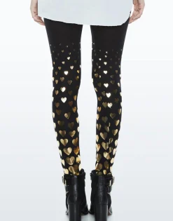 Online All Over Gold Foil Heart Legging | Shae By Women Leggings