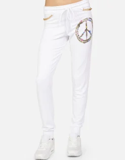 Cheap Ambreal Foil Chain Peace Women Long Sweatpants