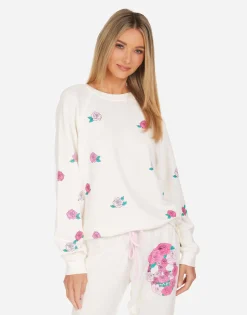 Clearance Anela Pink Rose Skull Women Long Sleeve