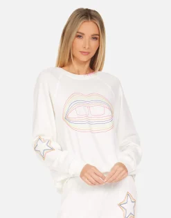 Cheap Anela Rainbow Lip Outline Women Long Sleeve