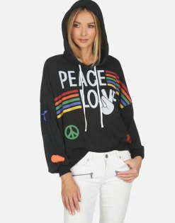 Store Anissa Peace Love Stripe Women Hoodies