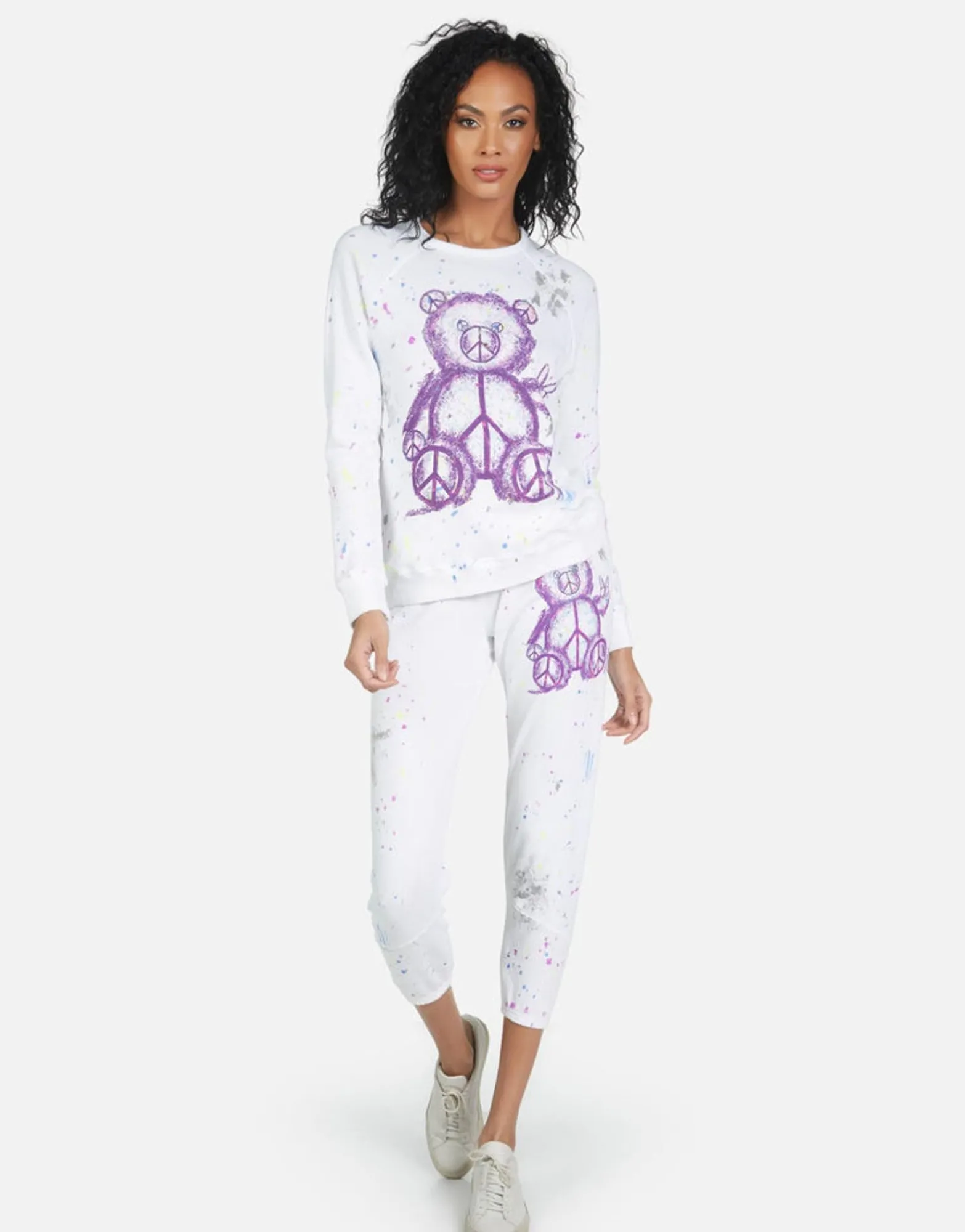 Shop Annabelle Peace Teddy Women Crop Sweatpants