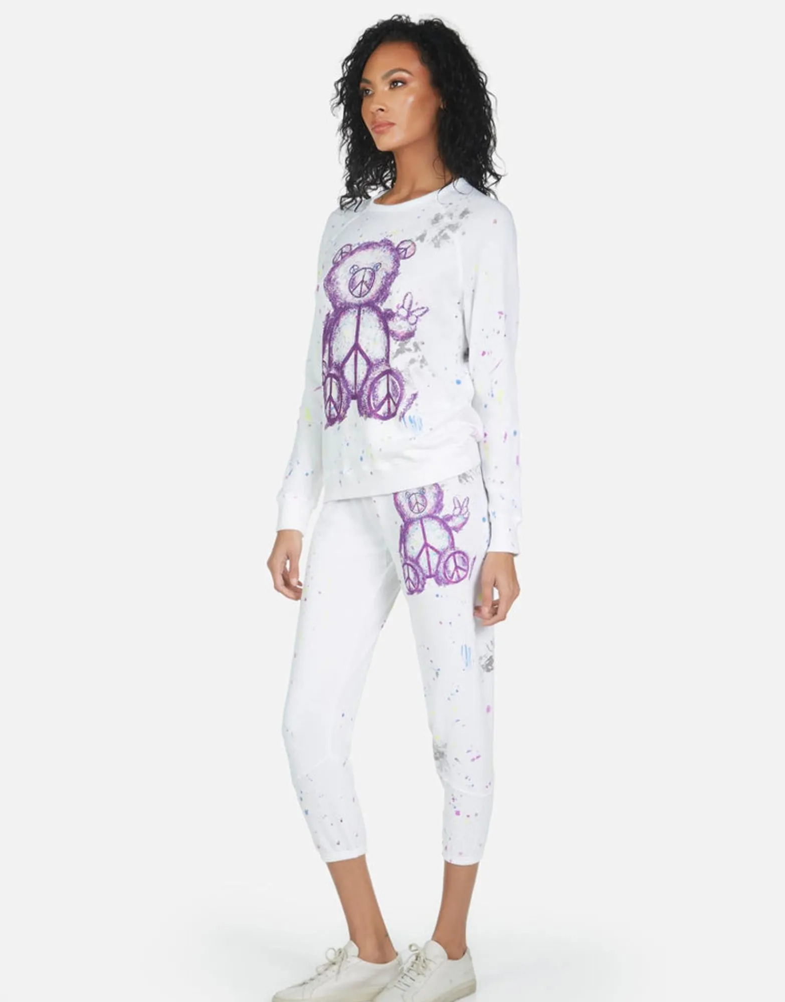 Shop Annabelle Peace Teddy Women Crop Sweatpants