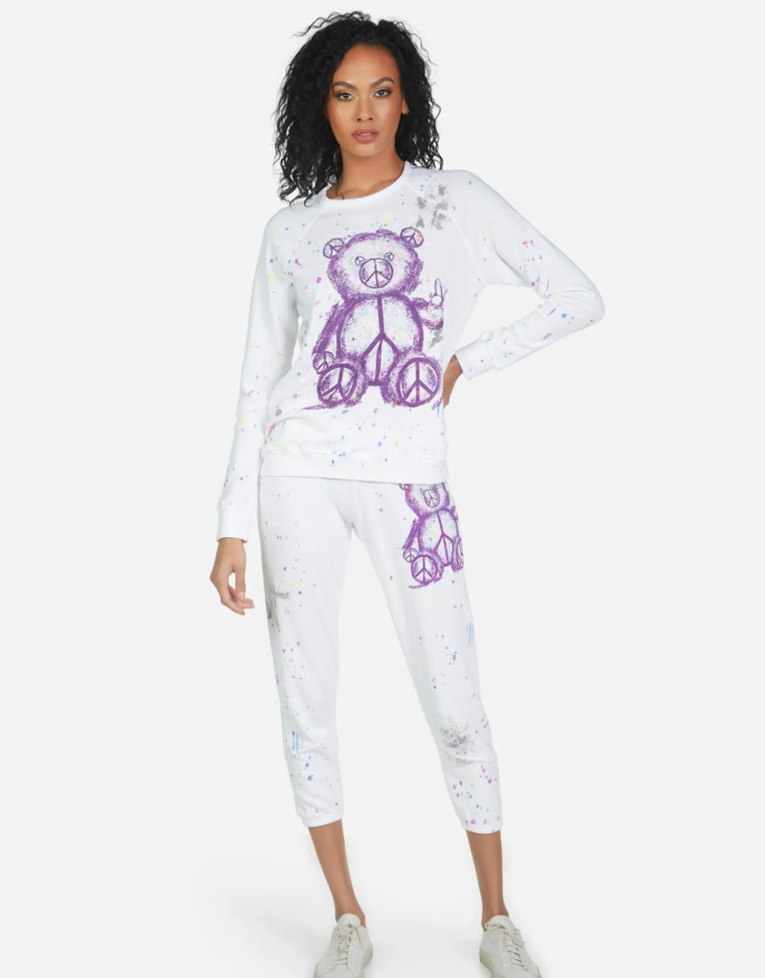 Shop Annabelle Peace Teddy Women Crop Sweatpants