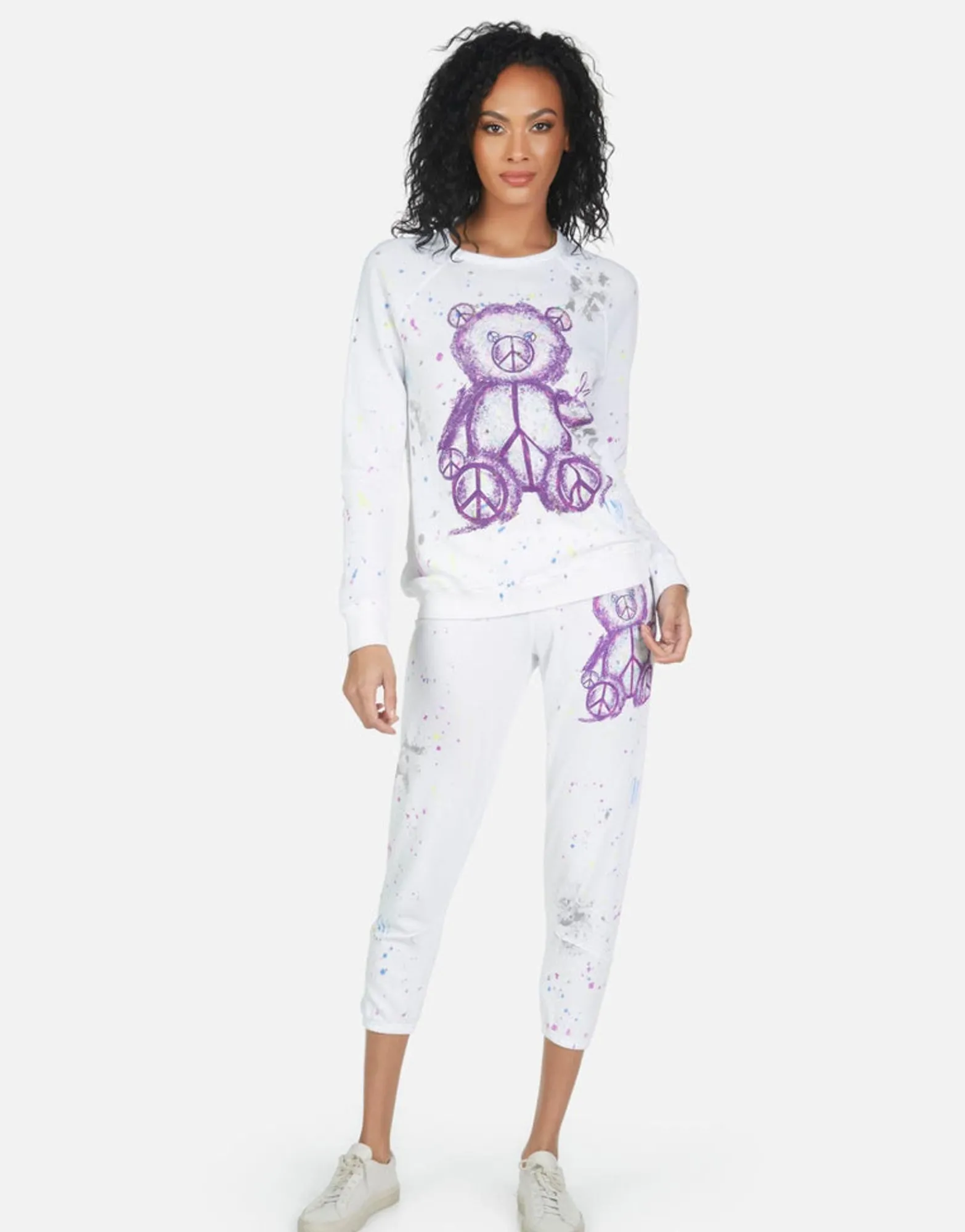 Shop Annabelle Peace Teddy Women Crop Sweatpants