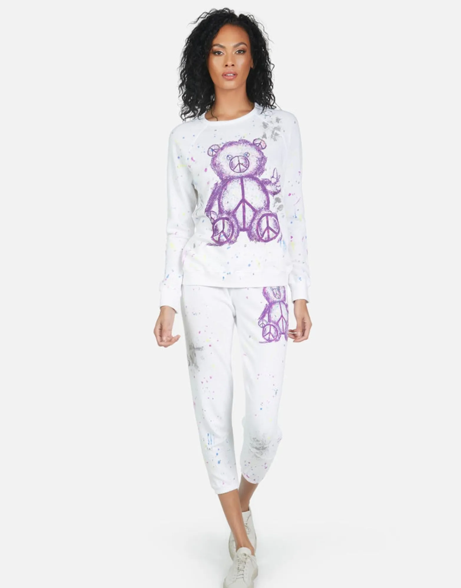 Shop Annabelle Peace Teddy Women Crop Sweatpants