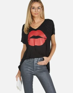 Fashion April Red Kiss Women Short Sleeve