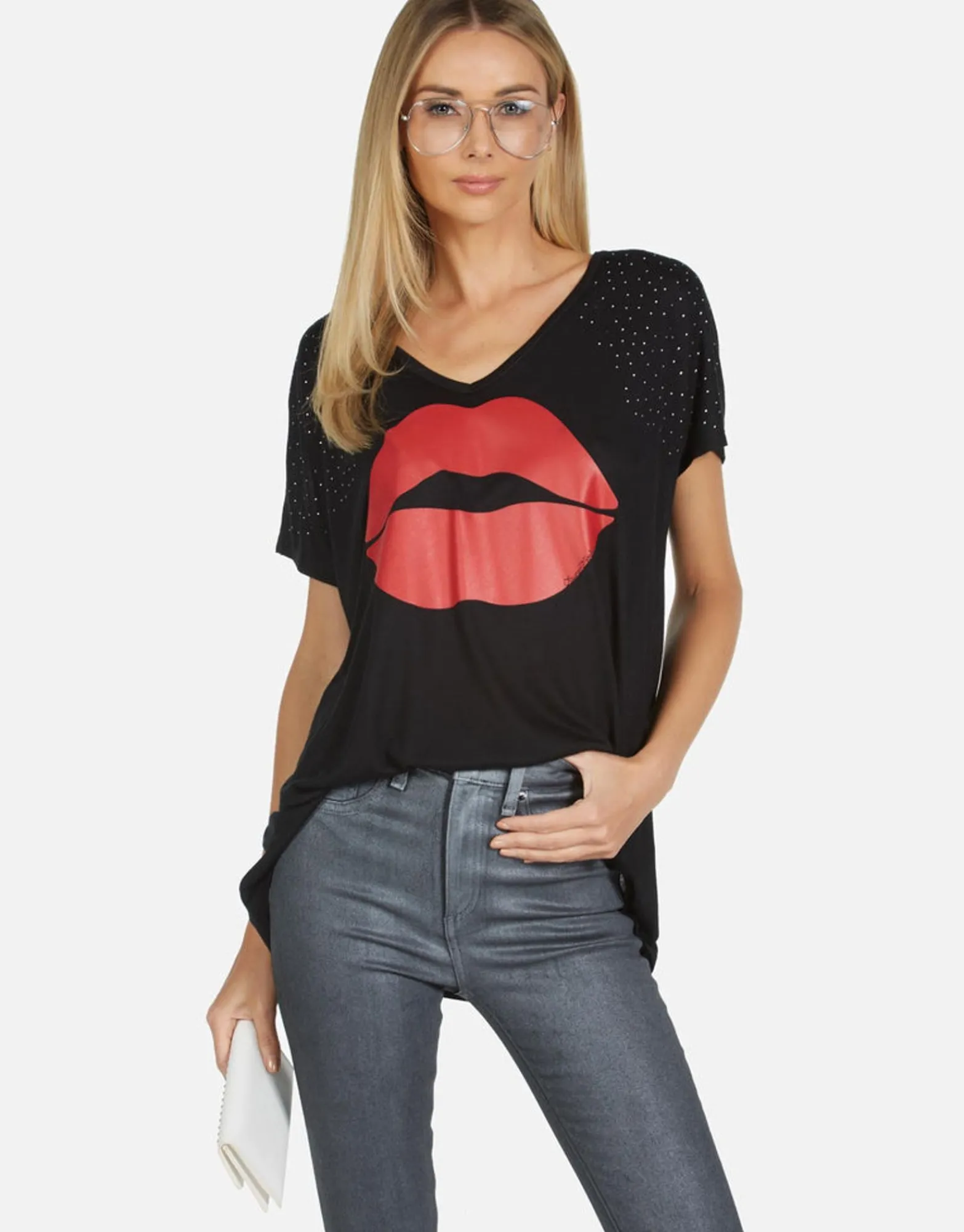 Fashion April Red Kiss Women Short Sleeve